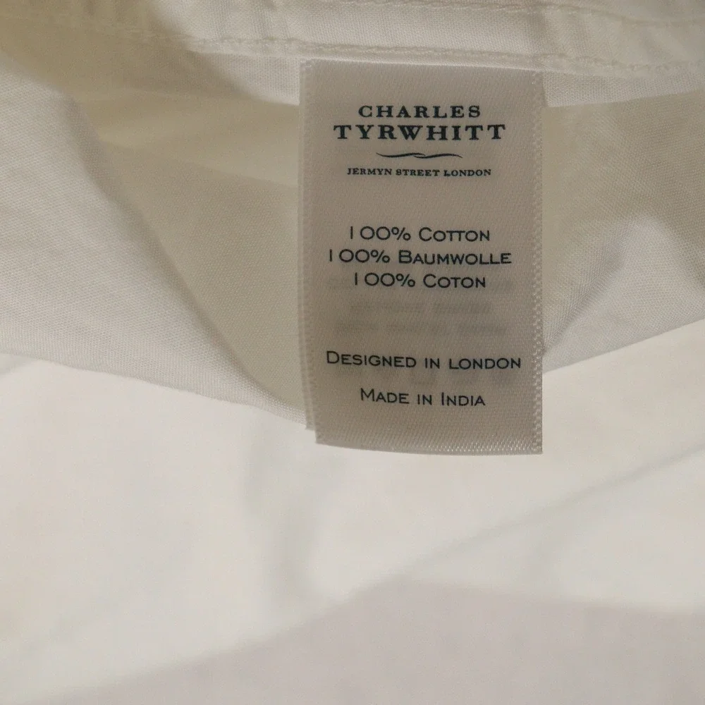 Charles Tyrwhitt Button Up Shirt Extra Slim Fit Cutaway Collar White Men 15.5/34 - Picture 8 of 8